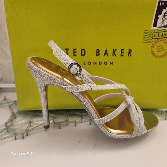TED BAKER LONDON Theanna Silver Sandals. Size 6.5. NIB. - Picture 1 of 11